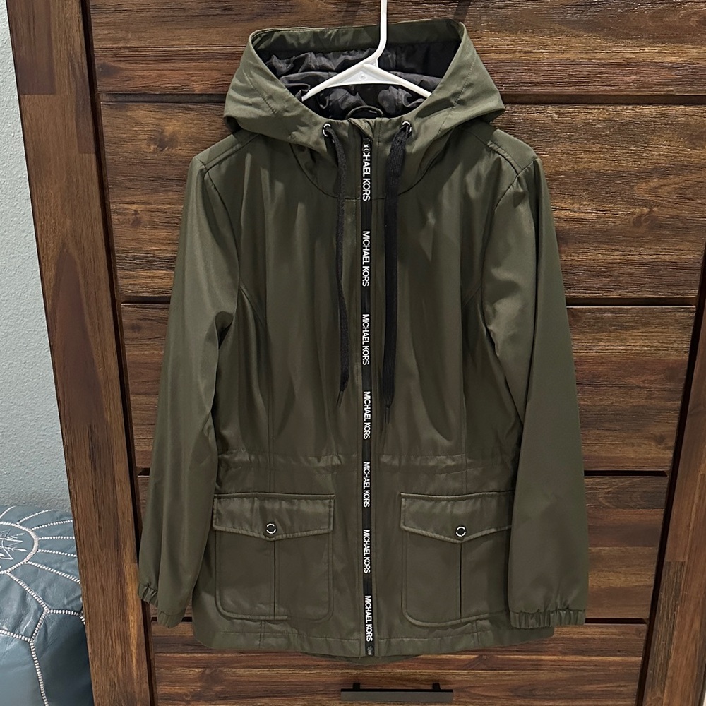 Michael Kors Dark Green Hooded Jacket